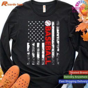 Baseball Team American Flag Design Ideal Gift T-shirt