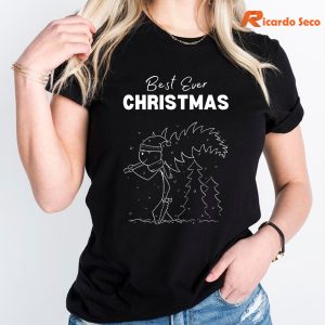 Best Ever Christmas T-shirt is worn on the body