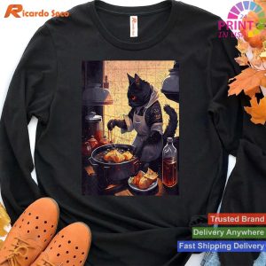 Black Cat's Fried Chicken Cooking Adventure T-shirt