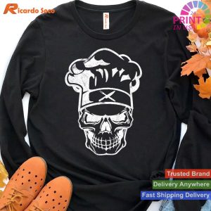 Chef Skull and Knives Gift Chef's Hat in the Kitchen T-shirt