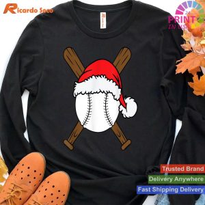 Christmas Baseball Player Santa Sports Design For Men Boys T-shirt
