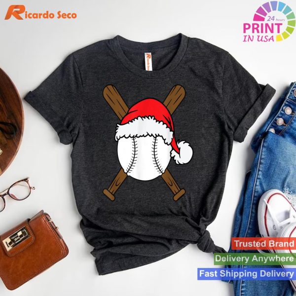 Christmas Baseball Player Santa Sports Design For Men Boys T-shirt