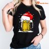 Christmas Beer Mug Santa Xmas Funny Drinking T-Shirt is worn on the human body
