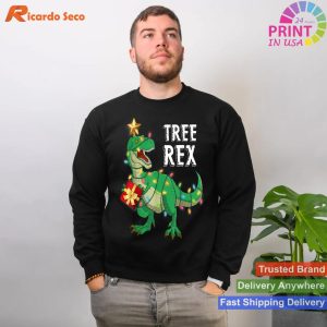 Christmas Dinosaur Tree Rex Pajamas Men Boys Kids Xmas Gifts T-shirt