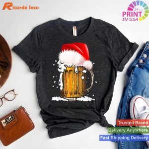 Christmas Drinking Lover Beer Santa Hat T-shirt
