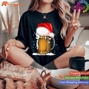 Christmas Drinking Lover Beer Santa Hat T-shirt