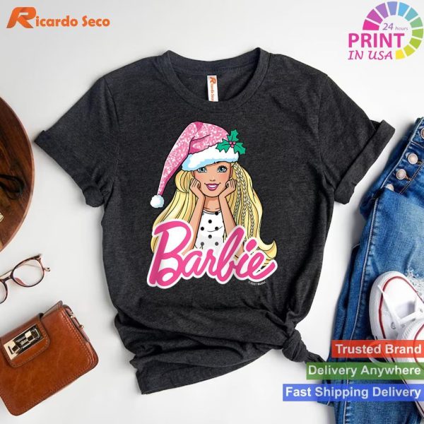 Christmas Edition Barbie Santa Hat Raglan Baseball Tee T-shirt