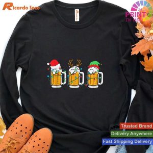 Christmas Mug Santa Reinbeer Xmas Tree Lights Men Women Beer T-shirt