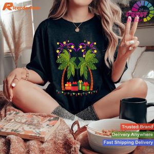 Christmas Palm Tree With Presents and Holiday Lights T-shirt