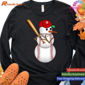 Christmas Special Baseball Snowman Balls Xmas Gifts T-shirt