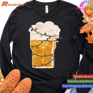Christmas Tree Lights Beer Drinking T-shirt