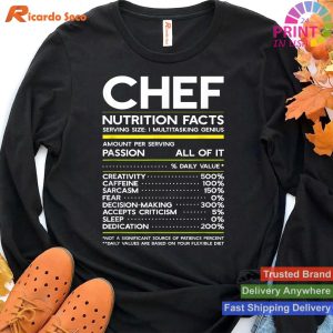 Culinary Chuckles Quirky Chef Nutrition Facts Shirt