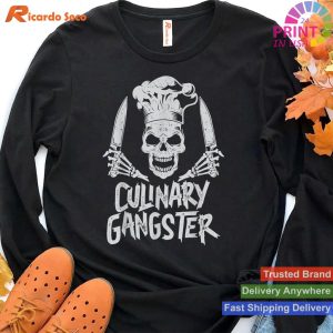 Culinary Gangster - Chef with Skull and Cooking Knife T-shirt