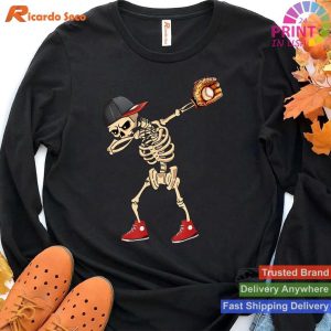 Dabbing Skeleton Baseball Player Catcher Pitcher T-shirt