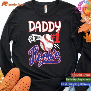 Daddy of Rookie 1st Baseball Birthday Party Matching Theme T-shirt