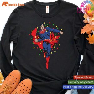 DC Comics Superman Christmas Lights Superhero Flight T-shirt