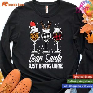 Dear Santa Plaid Leopard Funny Christmas Xmas Adult Women T-shirt
