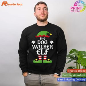 Dog Walker Elf Family Matching Group Christmas T-shirt