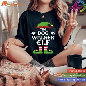 Dog Walker Elf Family Matching Group Christmas T-shirt