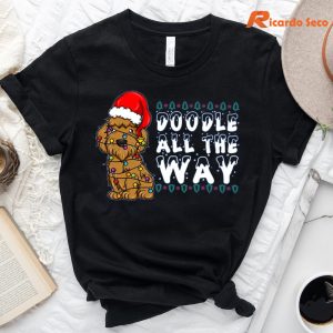 Doodle All The Way Goldendoodle Santa Hat Christmas T-Shirt