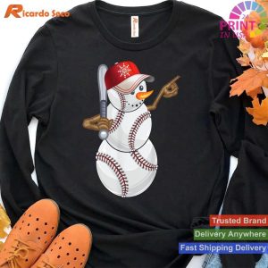 Festive Baseball Snowman Christmas Balls Hat Design T-shirt