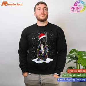 French bulldog Santa Christmas Tree Lights Xmas T-shirt