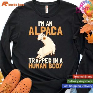 Funny Alpaca Lover Design Alpaca in a Human Body T-shirt