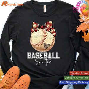 Funny Baseball Sister Leopard Print Mother's Day T-shirt for Women