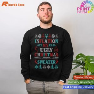 Funny Inflation Ate My Real Ugly Christmas Sweater T-shirt