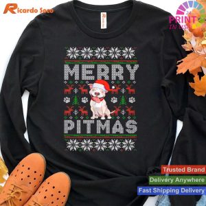 Funny Pitbull Christmas - Merry Pitmas - Ugly Sweater T-shirt