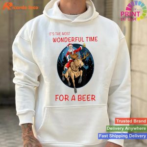 Funny Santa Claus It's The Most Wonderful Time For A Beer T-shirt
