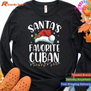 Funny Santa's Favorite Cuban Christmas Santa Hat Pajama T-shirt