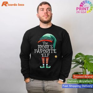 Funny The Mom's Favorite Elf Matching Family Mom's Favorite T-shirt