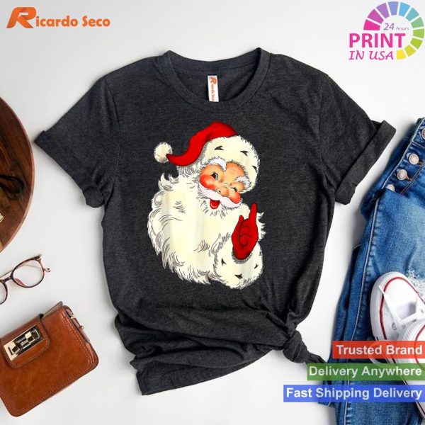 Funny Vintage Red Santa Claus Red Christmas Design Graphic T-shirt