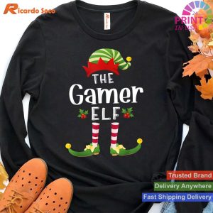 Gamer Christmas Elf Matching Pajama X-Mas Party T-shirt