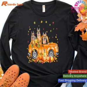 German Shepherd Pumpkin Truck Fall Thanksgiving Halloween T-shirt