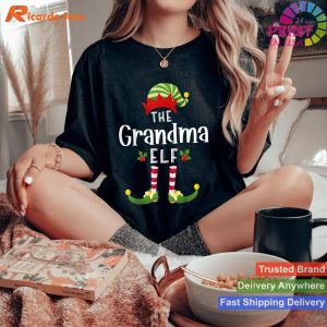 Grandma Christmas Elf Matching Pajama X-Mas Party T-shirt