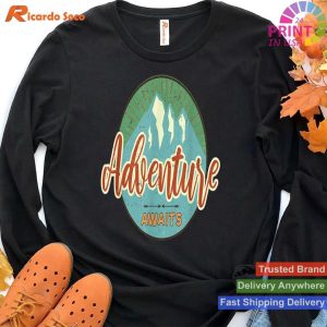Great Outdoor Adventure Vintage Awaits Hiking Camping T-shirt