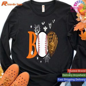 Halloween Baseball Boo Spooky Season Player Catcher Pitcher T-shirt