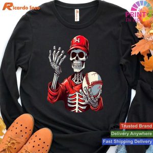 Halloween Baseball Skeleton Men's and Boys' T-shirt