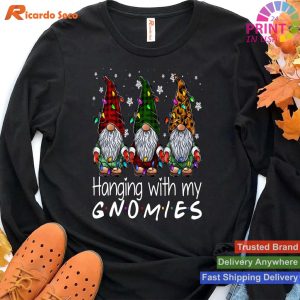 Hanging With My Gnomies Christmas Cute Gnome Leopard Plaid T-shirt