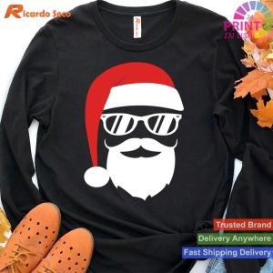 Hipster Santa with beard and sunglasses Christmas gift T-shirt