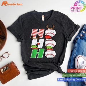 Ho Ho Ho Christmas Baseball Festive Xmas Sports T-shirt for All