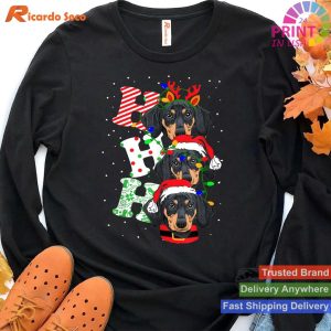 HO HO HO Santa Dachshund Christmas Funny Dachshund Lover T-shirt
