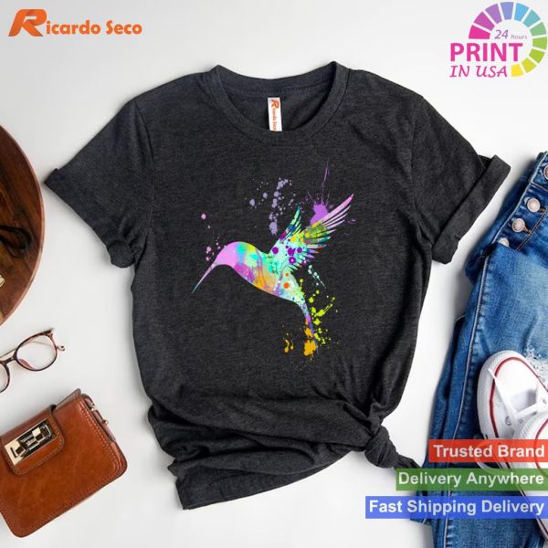 Hummingbird Colorful Art Bird Lovers Gift Wildlife Nature T-shirt