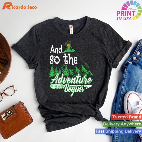 Humorous Outdoor Gear The Adventure Begins Funny Camping T-shirt