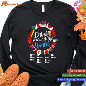 International National Adult Vacation Drinking Countries T-shirt