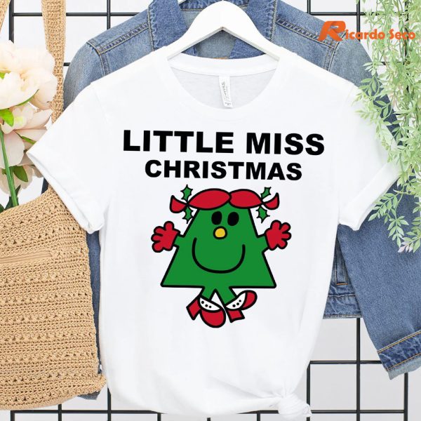 Little Miss Christmas T-shirt hung on a hanger