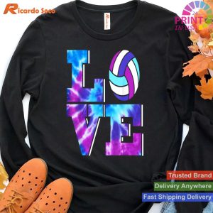 Love Volleyball Tie Dye Teen Girls Youth Women Birthday Gift T-shirt