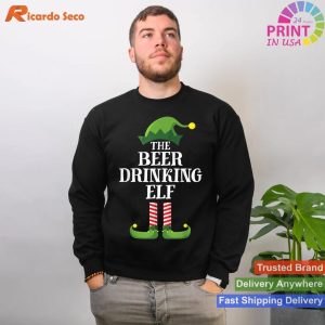 Matching Family Group Christmas Party Beer Drinking Elf T-shirt